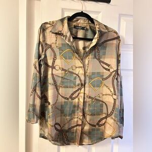 Lauren Ralph Lauren Shirt with Chain and Plaid Design
Like new